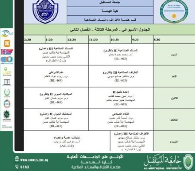 جدول المرحلة الثالثة للفصل الثاني 2025/2026