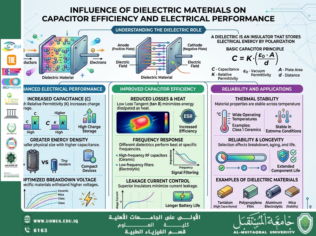 مقاله علمية للتدريسي م.م علي جعفر بعنوان تأثير المواد العازلة في كفاءة المكثفات وأدائها الكهربائي