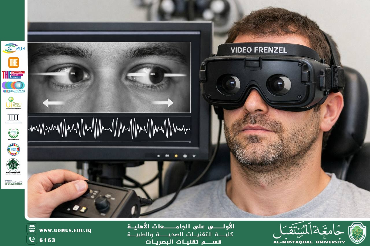مقالة علمية لرئيس قسم تقنيات البصريات أ.م.د منذر سمين شكر بعنوان أداة فحص عين المريض المصاب بالرأرأة (حركة العين اللاإراديةافقيا)