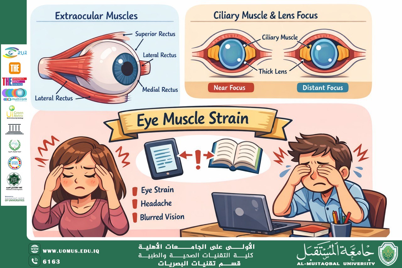 مقاله علمية للتدريسيه حنين حيدر حسين بعنوان عد إجهاد عضلات العين