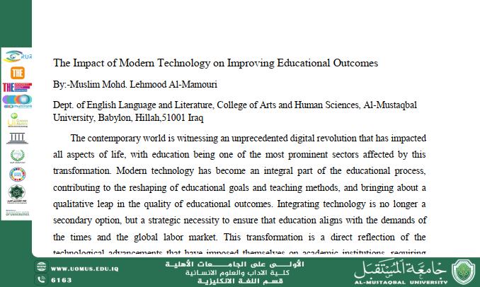 The Impact of Modern Technology on Improving Educational Outcomes