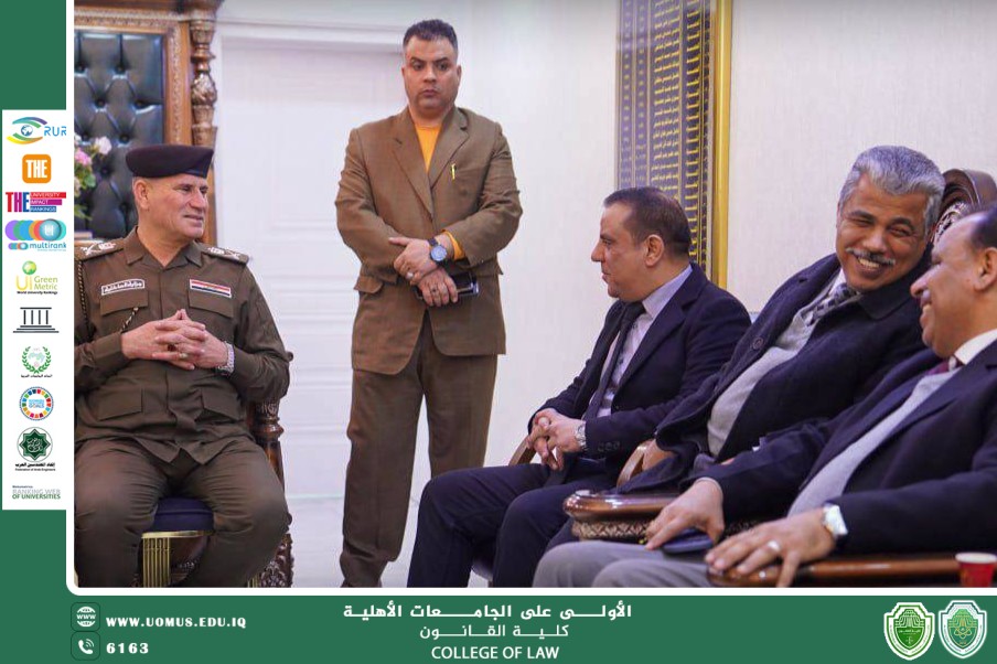 عميد كلية القانون في جامعة المستقبل يزور قائد شرطة بابل مهنئاً بتسنّمه مهام عمله